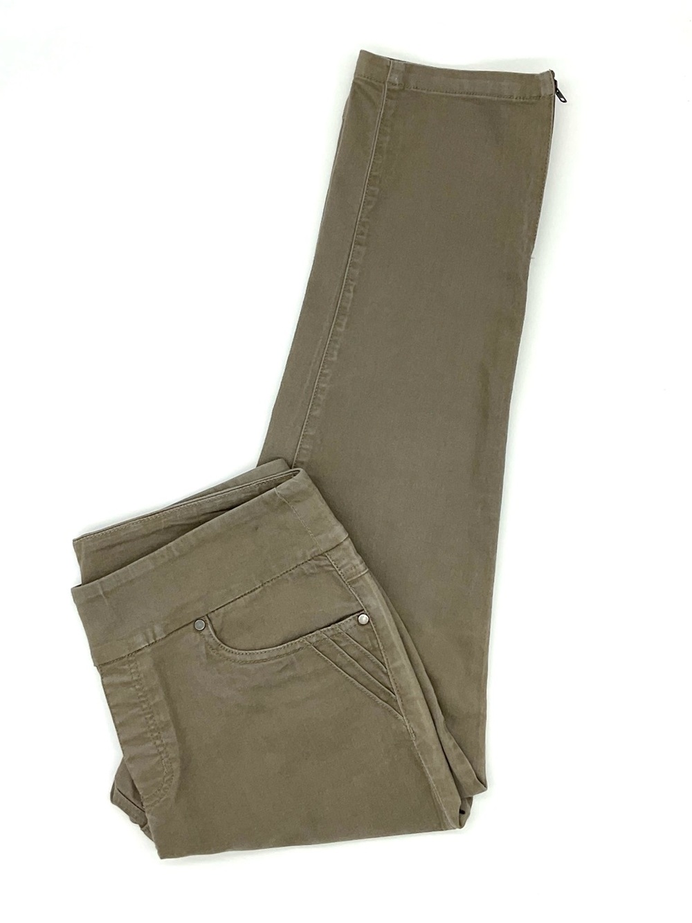 Tribal Pull-On Olive Crop Jeans, Size 8